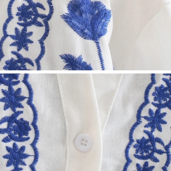 NWT white and blue lightweight blazer size LG - Picture 2 of 3